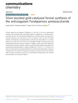 Silver-Assisted Gold-Catalyzed Formal Synthesis of the Anticoagulant