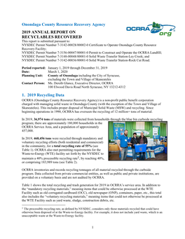 2019 Annual Report of Recyclables