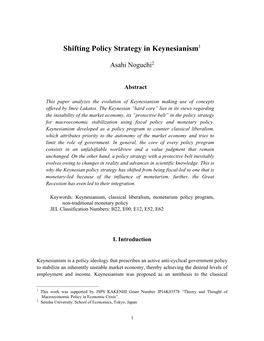 Shifting Policy Strategy in Keynesianism1