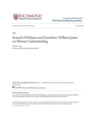 William James on Human Understanding David E