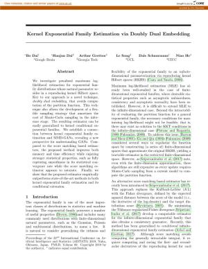 Kernel Exponential Family Estimation Via Doubly Dual Embedding