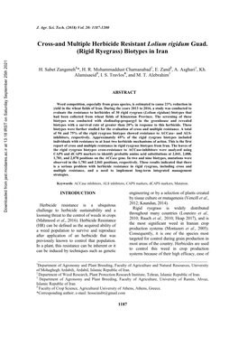 Cross-And Multiple Herbicide Resistant Lolium Rigidum Guad