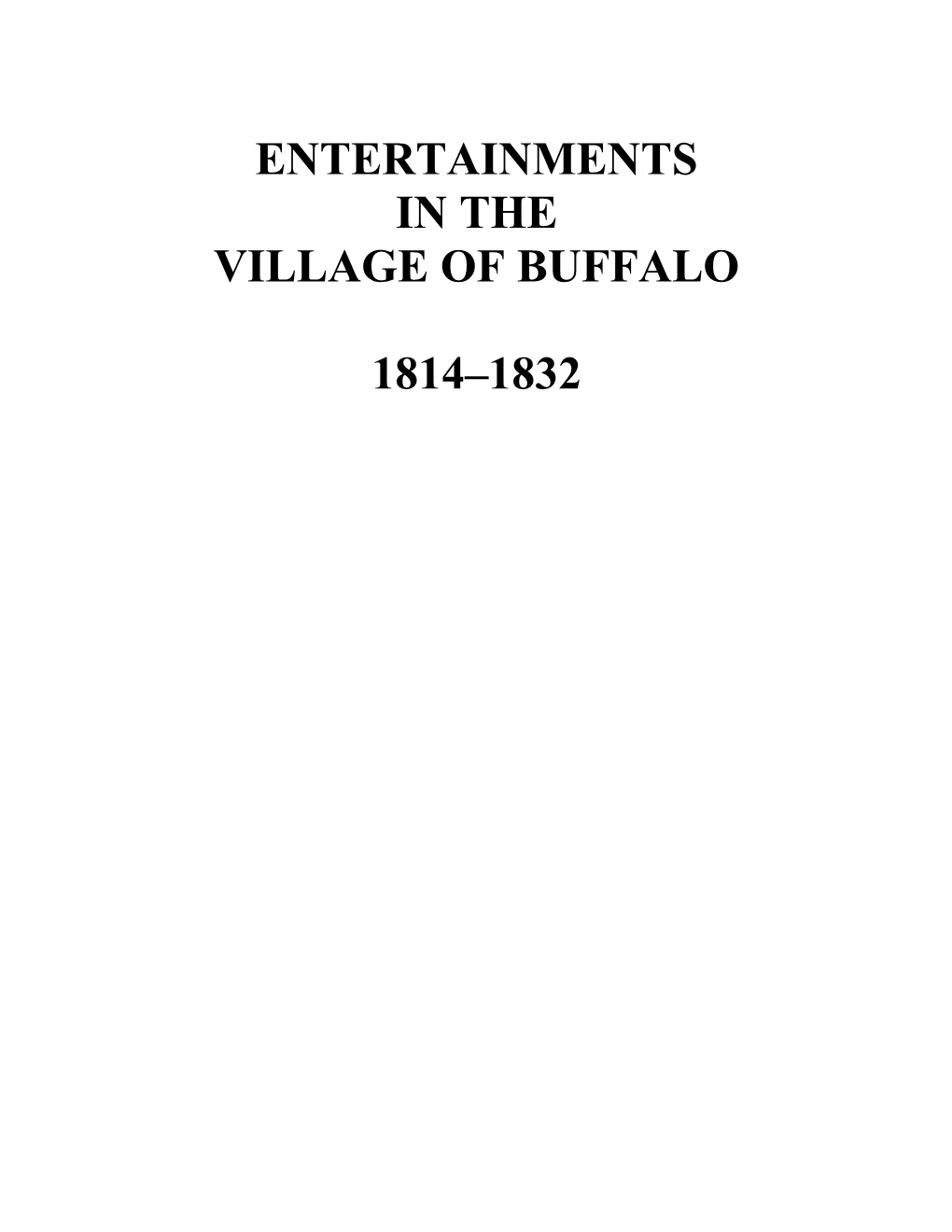 Village of Buffalo, 1815 1832 One 3