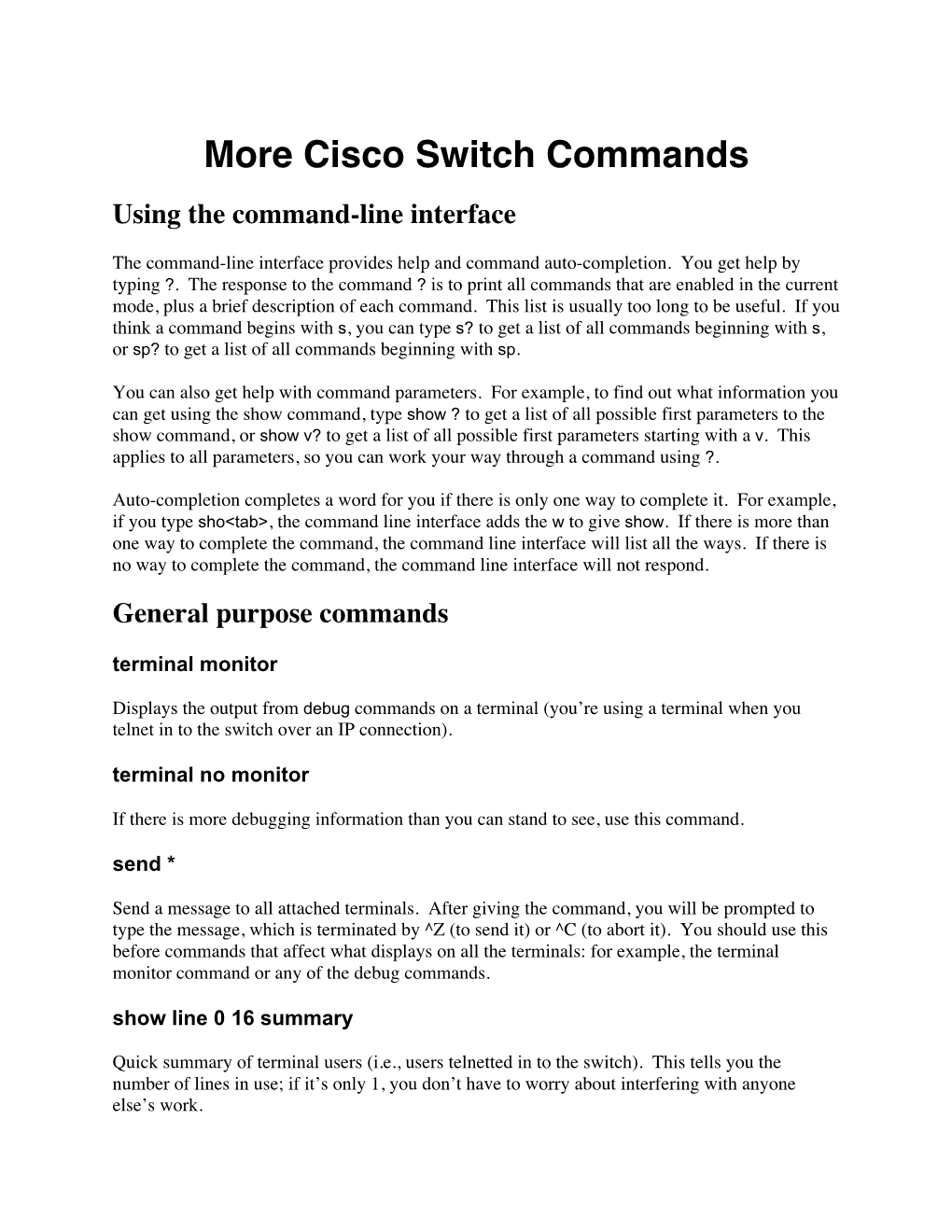 More Cisco Switch Commands Using the Command-Line Interface