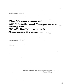 NCAR-TN/EDD-74 the Measurement of Air Velocity and Temperature