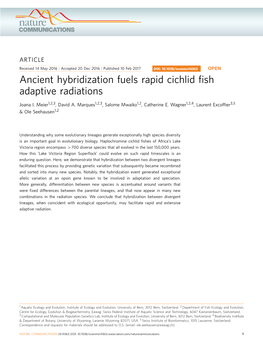 Ancient Hybridization Fuels Rapid Cichlid Fish Adaptive Radiations