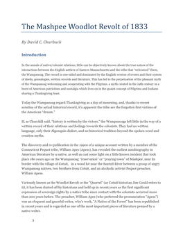 The Mashpee Woodlot Revolt of 1833