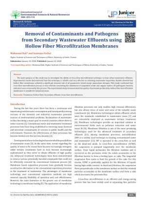 Removal of Contaminants and Pathogens from Secondary Wastewater Effluents Using Hollow Fiber Microfiltration Membranes