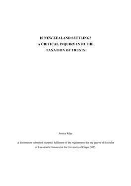 A Critical Inquiry Into the Taxation of Trusts
