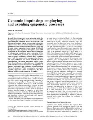 Genomic Imprinting: Employing and Avoiding Epigenetic Processes