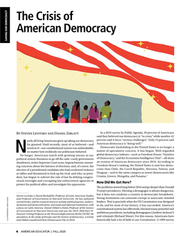 The Crisis of American Democracy SAVING OUR DEMOCRACY SAVING