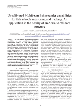 Uncalibrated Multibeam Echosounder Capabilities for Fish Schools Measuring and Tracking