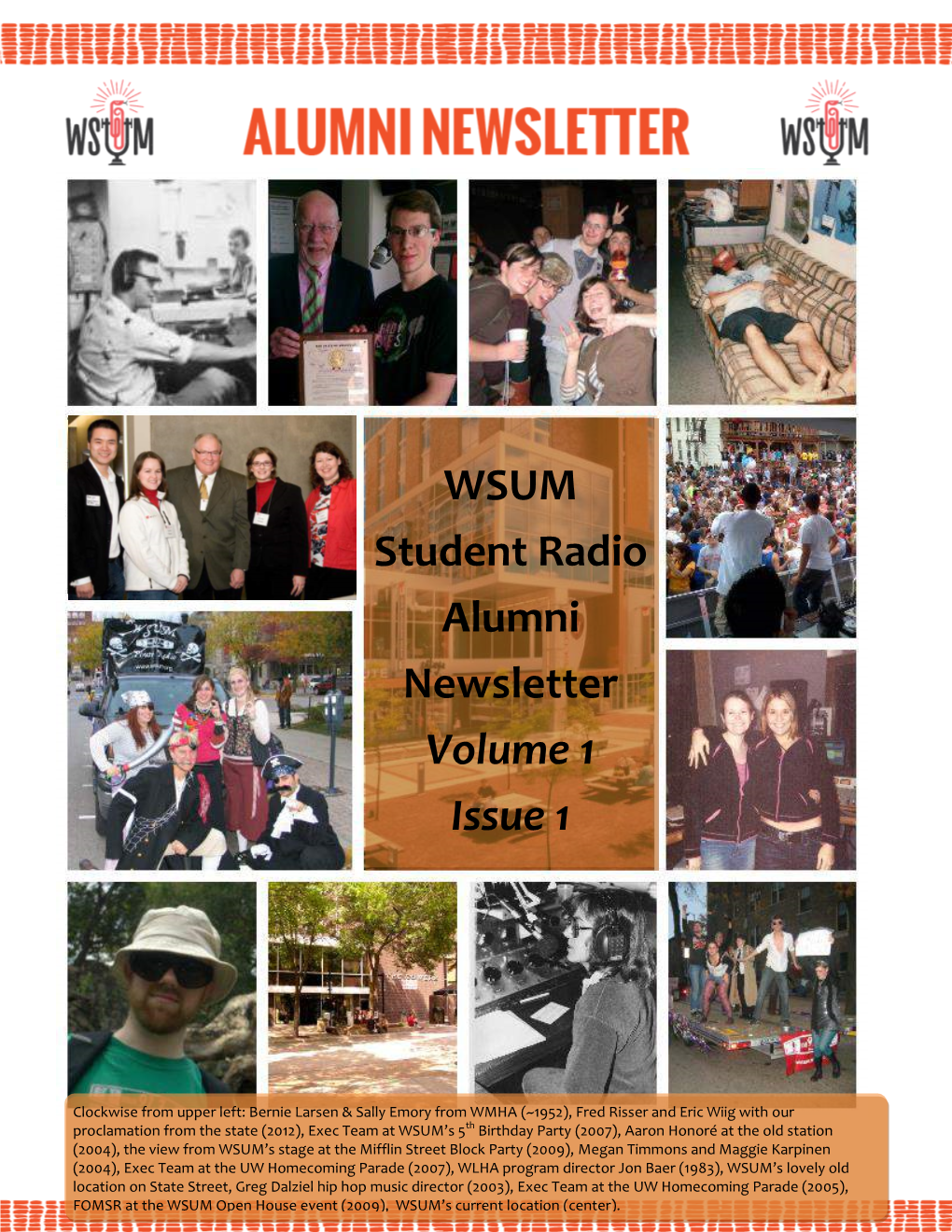 WSUM Student Radio Alumni Newsletter Volume 1 Issue 1