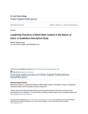Leadership Practices of Black Male Leaders in the Nation of Islam: a Qualitative Descriptive Study