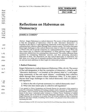 Reflections on Habermas on Democracy