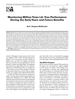 Monitoring Million Trees LA: Tree Performance During the Early Years and Future Benefits