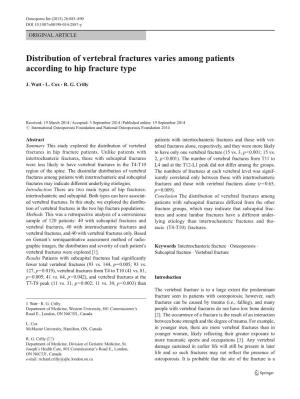 Distribution of Vertebral Fractures Varies Among Patients According to Hip Fracture Type