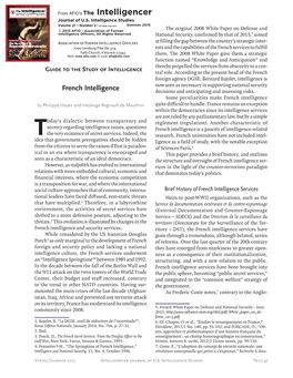 French Intelligence Decisions and Anticipating and Assessing Risks