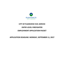 Firefighter Employment Application Packet