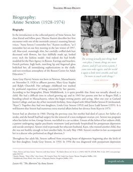 Biography: Anne Sexton (1928-1974)