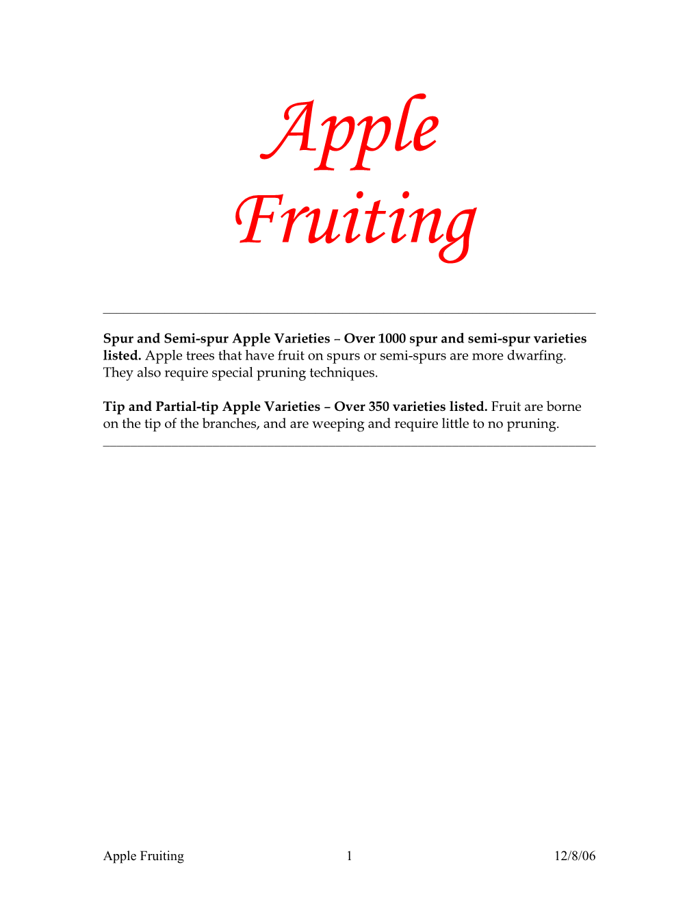 Apple Fruiting