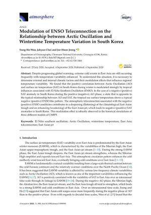 Modulation of ENSO Teleconnection on the Relationship Between Arctic Oscillation and Wintertime Temperature Variation in South Korea