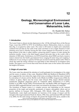 Geology, Microecological Environment and Conservation of Lonar Lake, Maharashtra, India