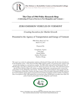 Zero Emission Vehicles in Vermont