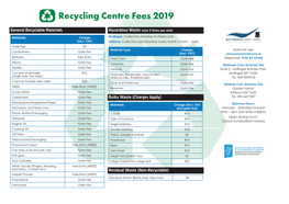 Recycling Centre Fees 2019