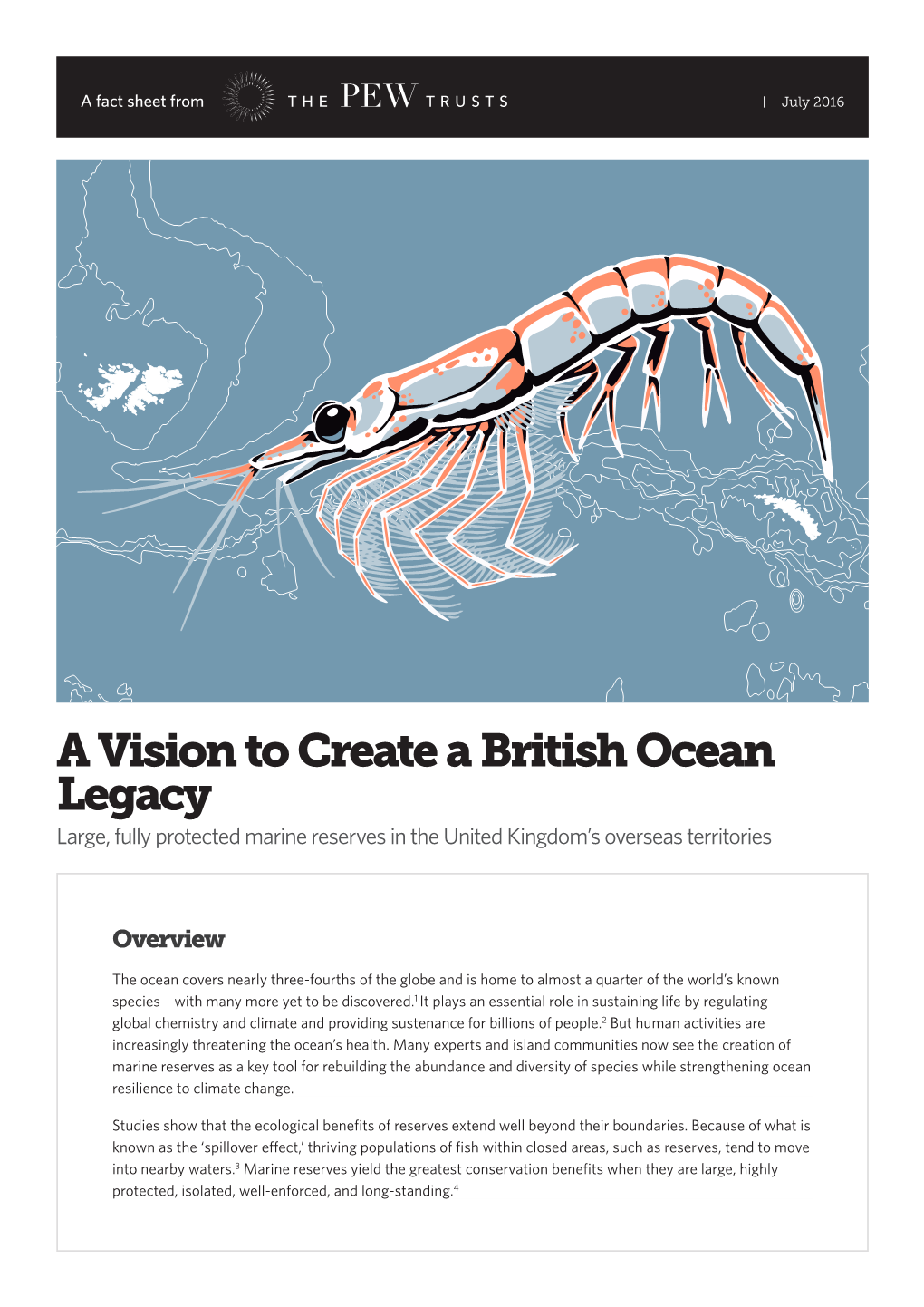 A Vision to Create a British Ocean Legacy Large, Fully Protected Marine Reserves in the United Kingdom’S Overseas Territories