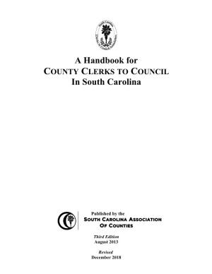 Handbook for Clerks to Council in South Carolina