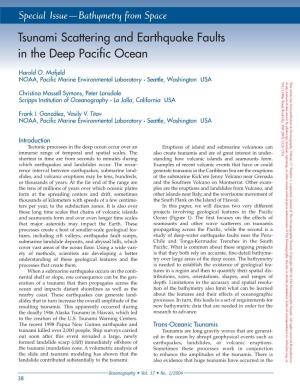 Tsunami Scattering and Earthquake Faults in the Deep Pacific Ocean