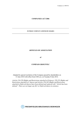 COMPANIES ACT 2006 ARTICLES of ASSOCIATION of COMPASS