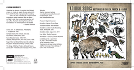 Animal Songsbestiaries in English, French, & German