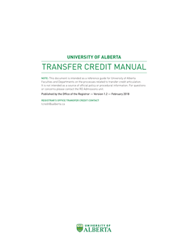Transfer Credit Manual