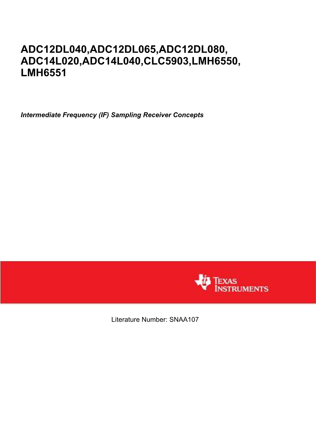 Intermediate Frequency (IF) Sampling Receiver Concepts