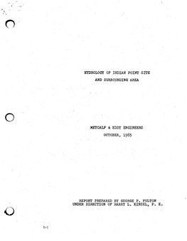 Hydrology of Indian Point Site and Surrounding Area