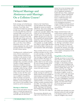 Delayed Marriage and Abstinence-Until-Marriage
