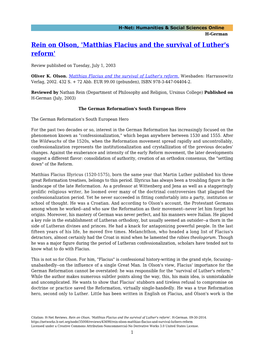 'Matthias Flacius and the Survival of Luther's Reform'