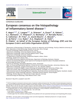 European Consensus on the Histopathology of Inflammatory Bowel Disease☆ F