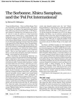 The Sorbonne, Khieu Samphan, and the 'Pol Pot International'