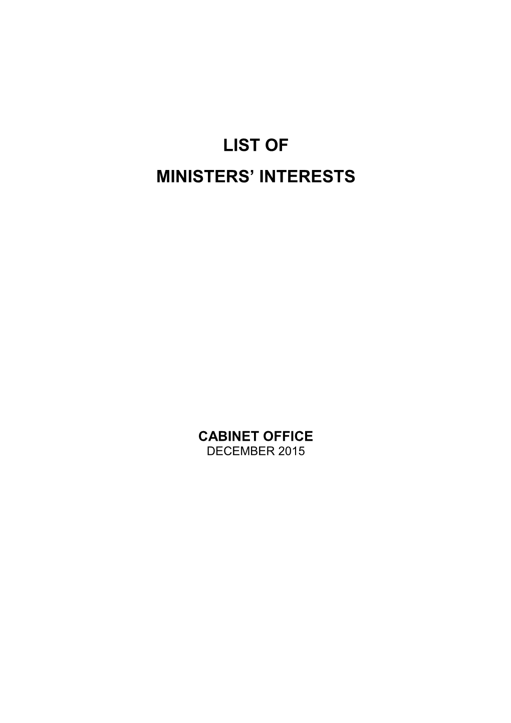 List of Ministers' Interests