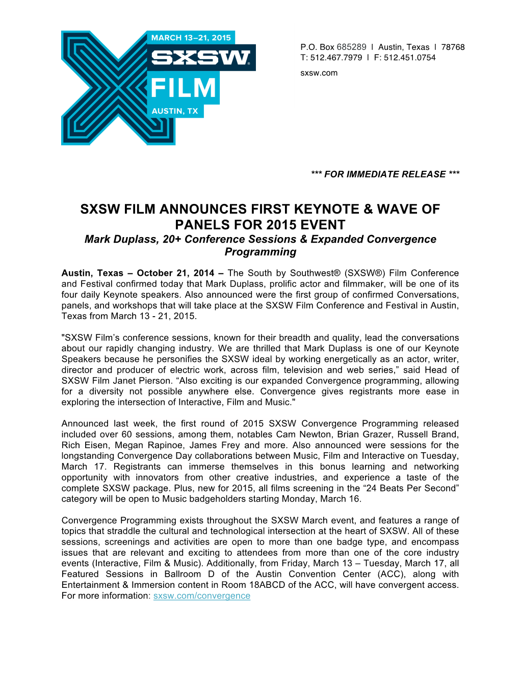 Sxsw Film Announces First Keynote & Wave of Panels