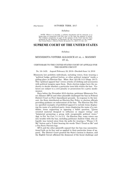 16-1435 Minnesota Voters Alliance V. Mansky (06/14/2018)