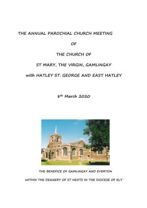 The Annual Parochial Church Meeting of the Church Of