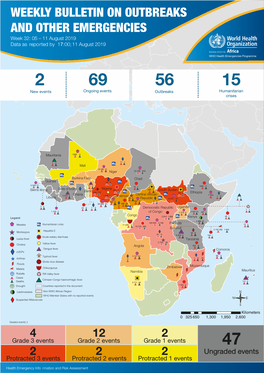 WEEKLY BULLETIN on OUTBREAKS and OTHER EMERGENCIES Week 32: 05 – 11 August 2019 Data As Reported by 17:00;11 August 2019