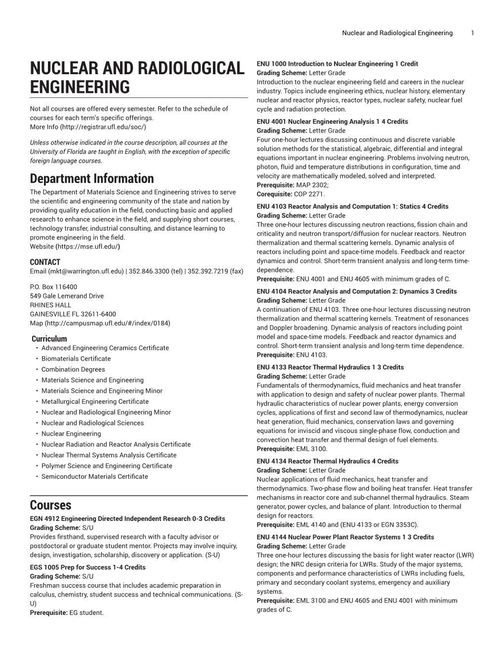 Nuclear and Radiological Engineering 1