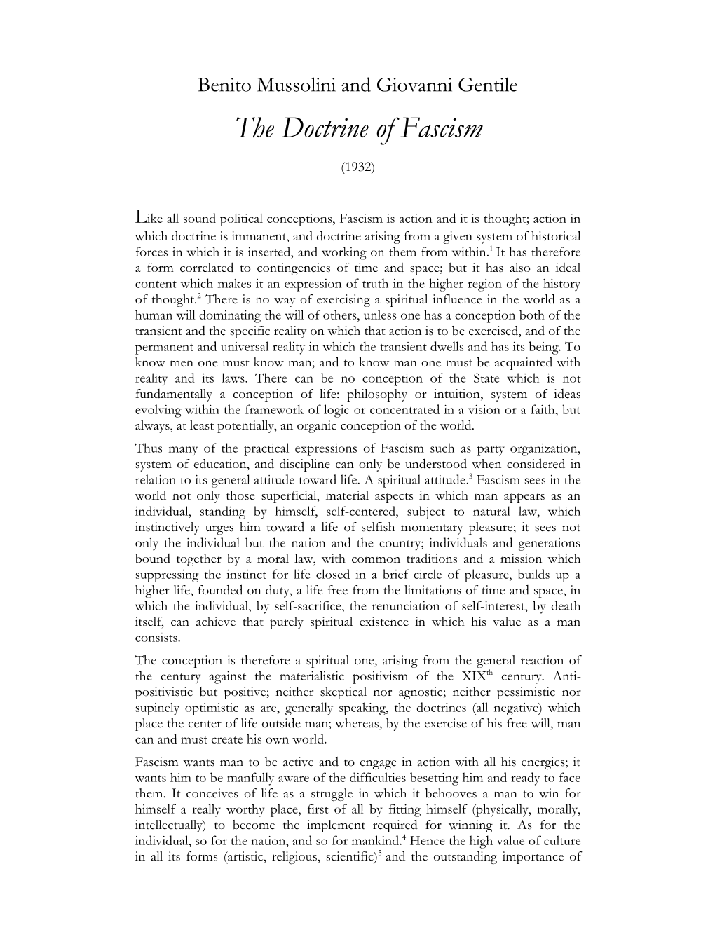 The Doctrine of Fascism