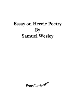 Essay on Heroic Poetry by Samuel Wesley
