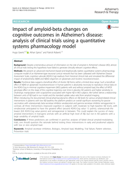 Impact of Amyloid-Beta Changes on Cognitive Outcomes in Alzheimer's